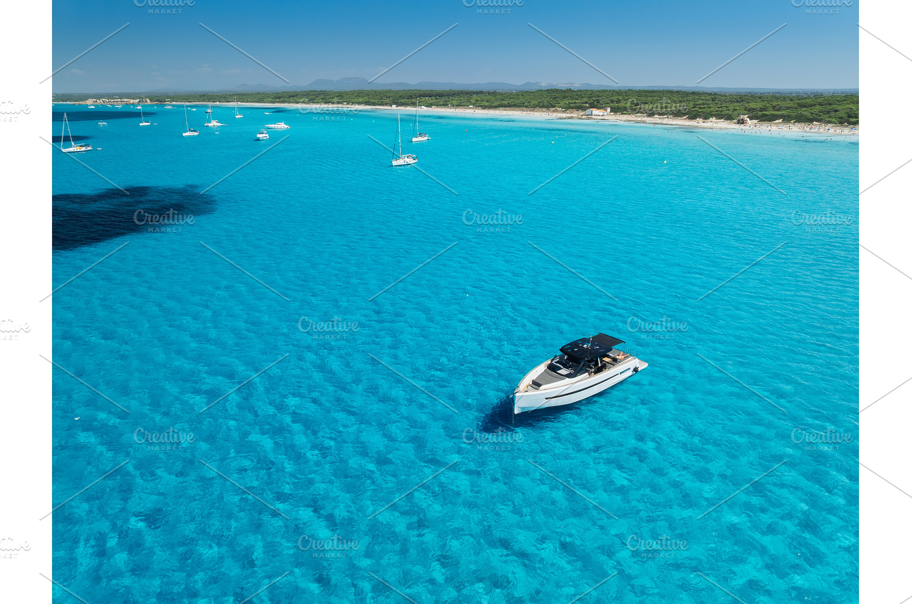 Luxury yacht in crystal clear, a Nature Photo by den-belitsky