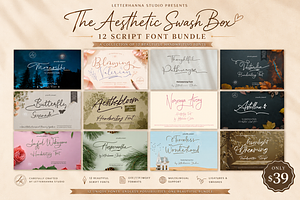 The Aesthetic Swash 12 Font Bundle, a Script Font by Letterhanna Studio