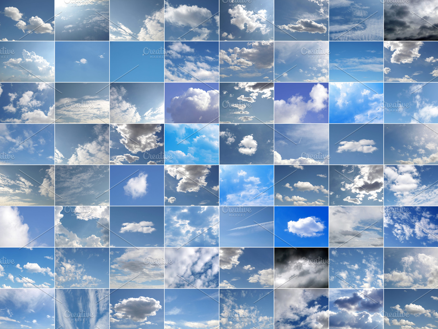 Blue sky collage containing sky, blue, and cloud