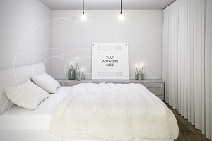 Square canvas bedroom mockup
