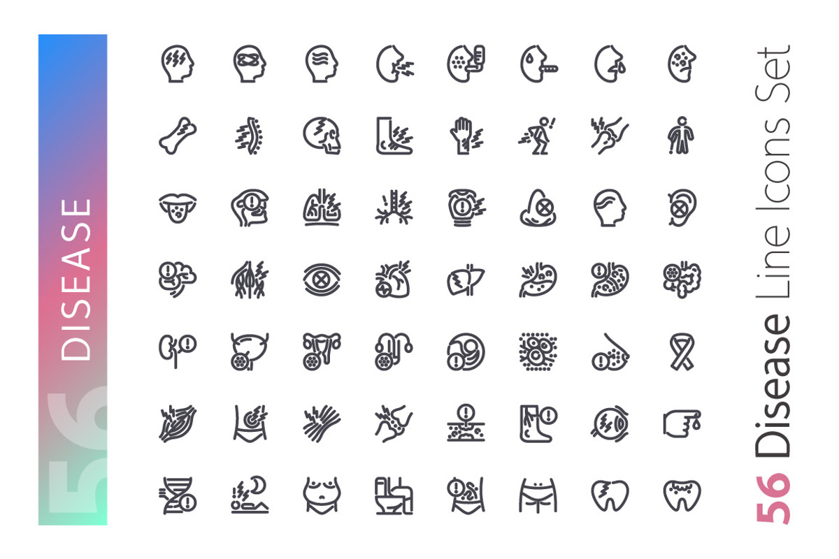 Disease Line Icons Set, an Outline Icon by Voysla's Shop (Photo 2 of 4)