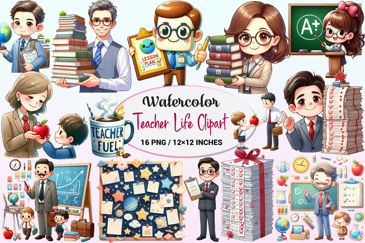Teacher Life Clipart., a Graphic by CitraGraphics (Photo 1 of 4)