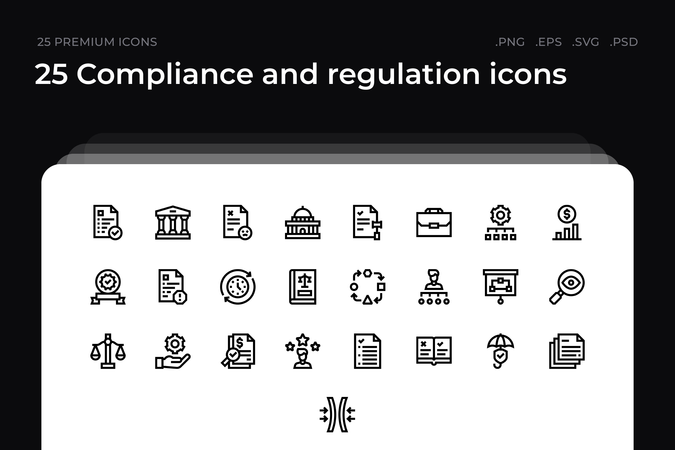 25 Compliance and regulation icons, an Outline Icon by Wencory