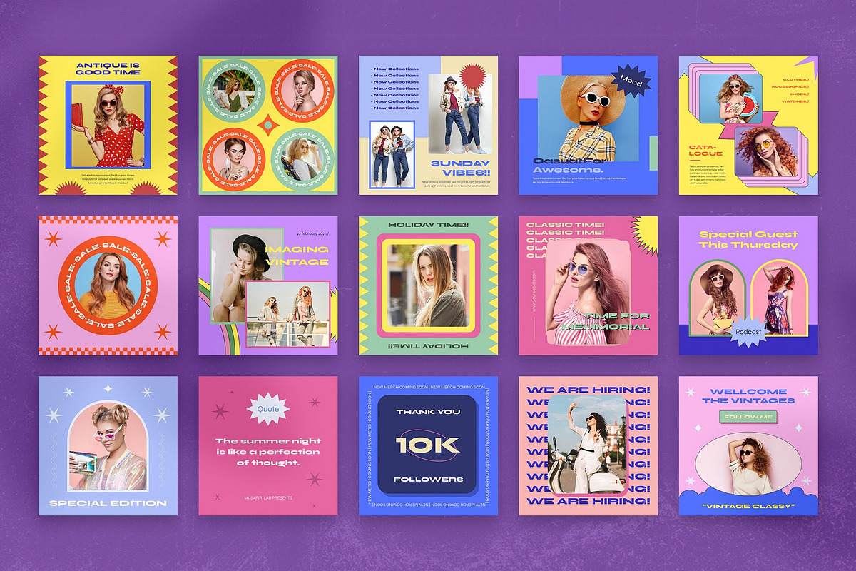 70's Fashion Social Media Template, a Social Media Template by Annora Studio (Photo 3 of 8)