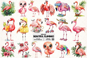 Beautiful Flamingo Clipart, an Illustration by Pixels.Craft