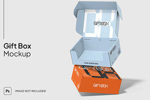 Gift Box Mockup 2 Scenes, a Packaging Mockup by graphicsauce