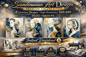 Scandinavian Wall Art Set–4 Premium, a Decorative Illustration by Print Haven