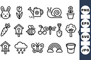 Cute Garden Outline Icons Set, an Illustration by designvectx (Thumbnail 1 of 3)