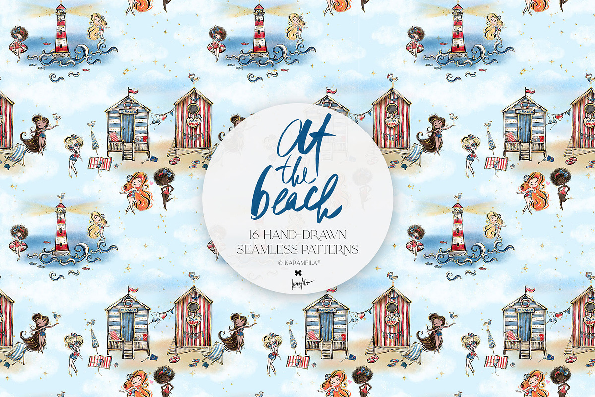 Vintage Beach Nautical Patterns, a Pattern Graphic by KaramfilaS (Photo 11 of 19)