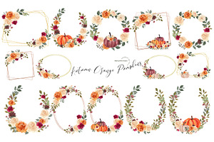 Gold Frame Orange Pumpkins Clipart