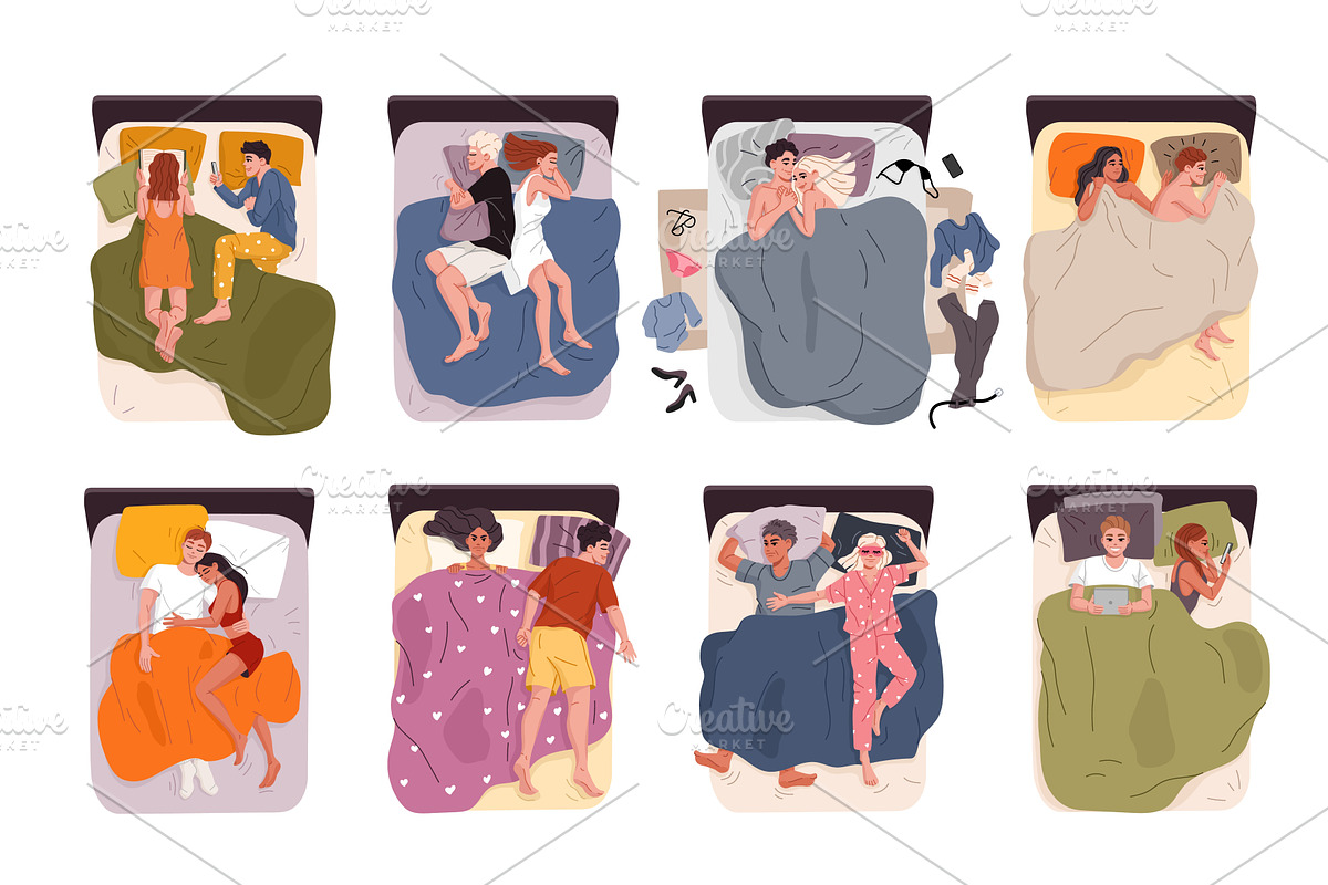Couple in bed vector set, a Person Illustration by Buch&Bee