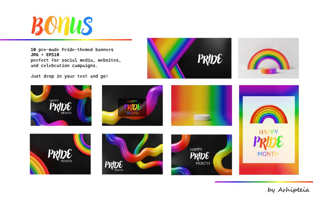 Pride Love Pack vector 3D, a Seasonal Illustration by Arhipteia (Photo 8 of 8)