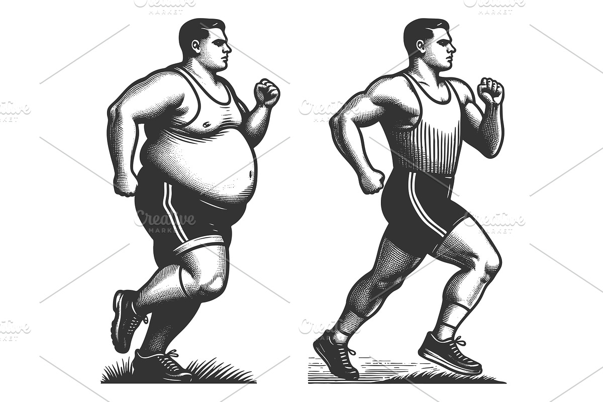 Before and After Fitness, a Sport Illustration by AlexArt