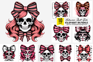 10 PNG Gothic Skull Girl PNG Clipart, an Illustration by Clipart Bloom