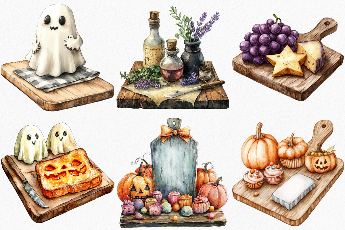 Watercolor Halloween Cutting Board, an Illustration by Canvas Craft (Photo 4 of 8)