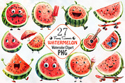 Funny Summer Watermelon Clipart, an Illustration by RobertsArt (Thumbnail 1 of 7)