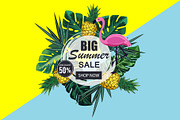 Summer sale banner with  flamingo, a Background Graphic by Tomass2015 (Thumbnail 1 of 4)