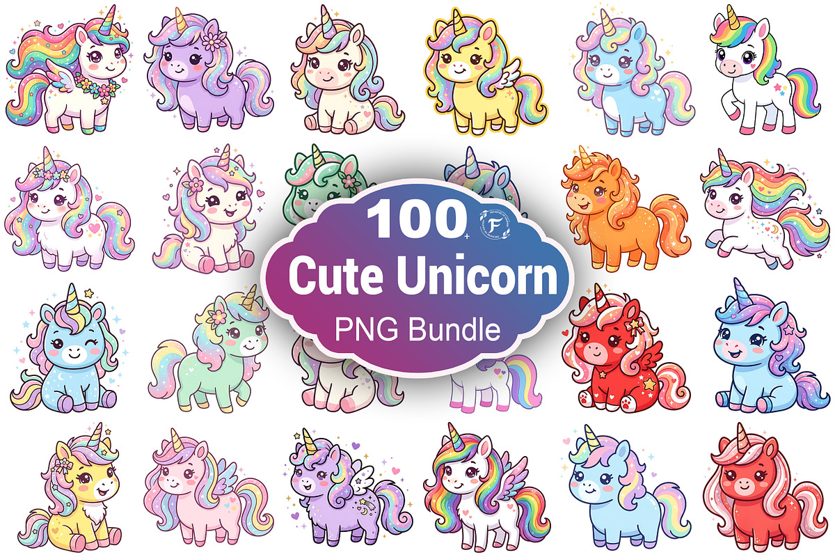 Cute Unicorn Clipart, an Animal Illustration by Forhadx5 (Photo 1 of 9)