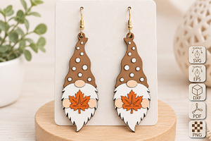 Fall Gnome Earrings Laser Cut SVG