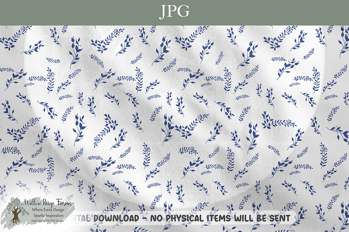 Blue Fern Toile Seamless Pattern, an Object Illustration by Willow Paige Farms (Photo 1 of 8)