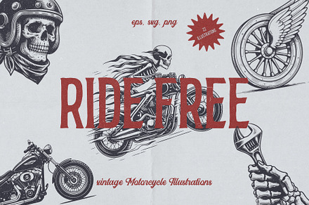 Ride Free Motorcycle Illustrations, an Illustration by elliazidi.designs
