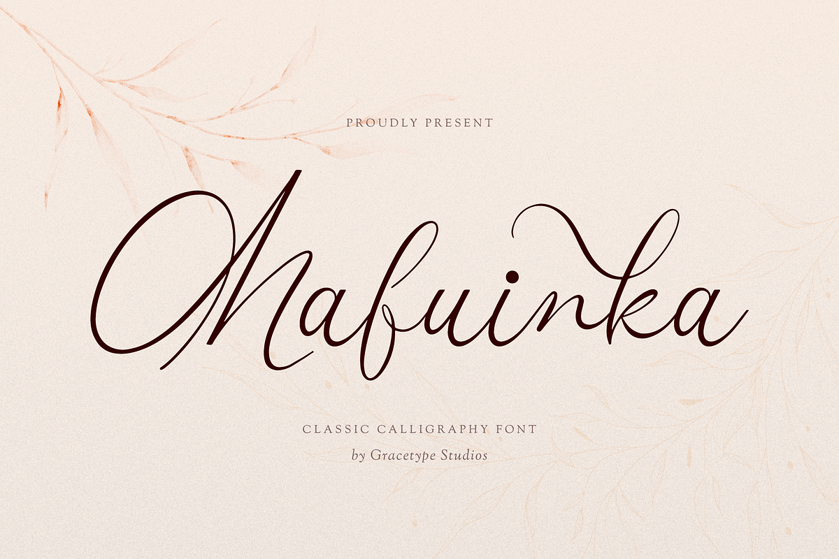 Mafuinka | Classic Calligraphy, a Script Font by gracetype_studio (Photo 1 of 12)