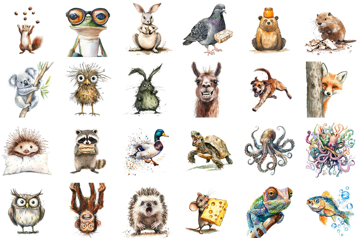 Funny Frazzled Quirky Animals Clipar, an Illustration by Sublimation Artist (Photo 2 of 6)