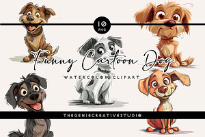Funny Cartoon Dog PNG Clipart Set, an Animal Illustration by Geniecreativestudio