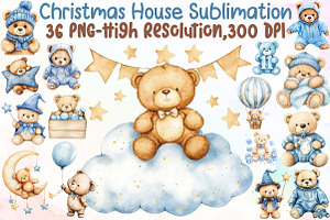 Watercolor Teddy Bear Clipart for Bo, an Illustration by Sublimation Artist