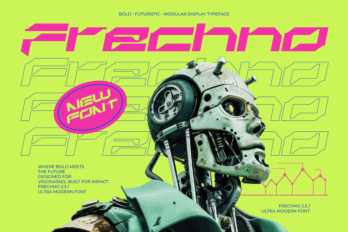 Frechno Bold Futuristic Display Font, a Sans Serif Font by Jaruka (Photo 1 of 10)