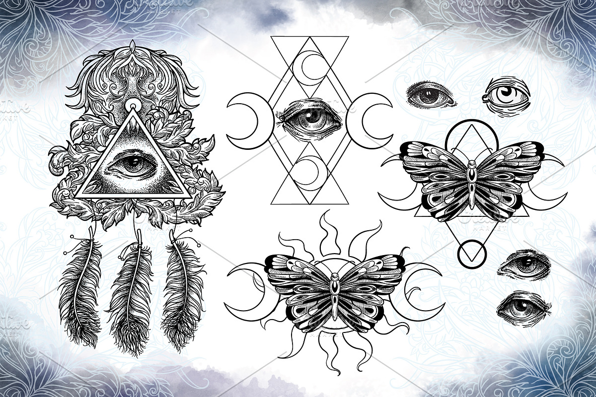 Esoteric set of lineart illustration, an Illustration by Astarta (Photo 3 of 11)