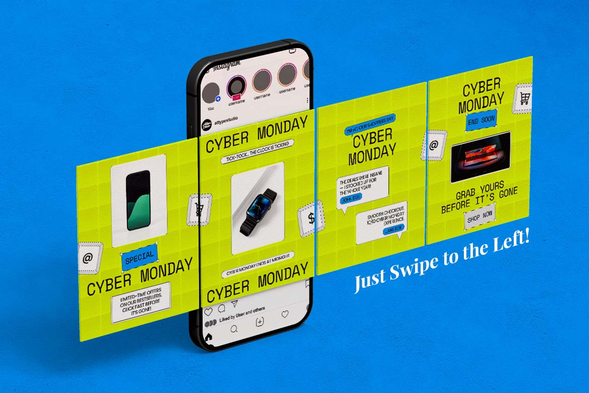 Cyber Monday Sale Instagram Carousel, a Social Media Template by Attype (Photo 4 of 5)