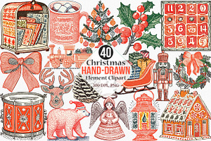 Christmas Hand-Drawn Element Clipart, an Illustration by Canvas Craft