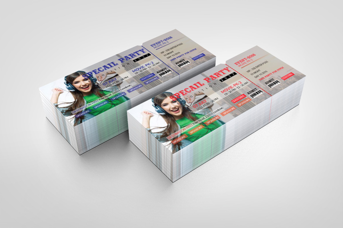 Modern Event Ticket Design Template, a Card Template by BrandlyTemplate (Photo 1 of 3)