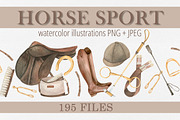 Horse sport watercolor clipart, a Sport Illustration by FerroDakora (Thumbnail 1 of 7)