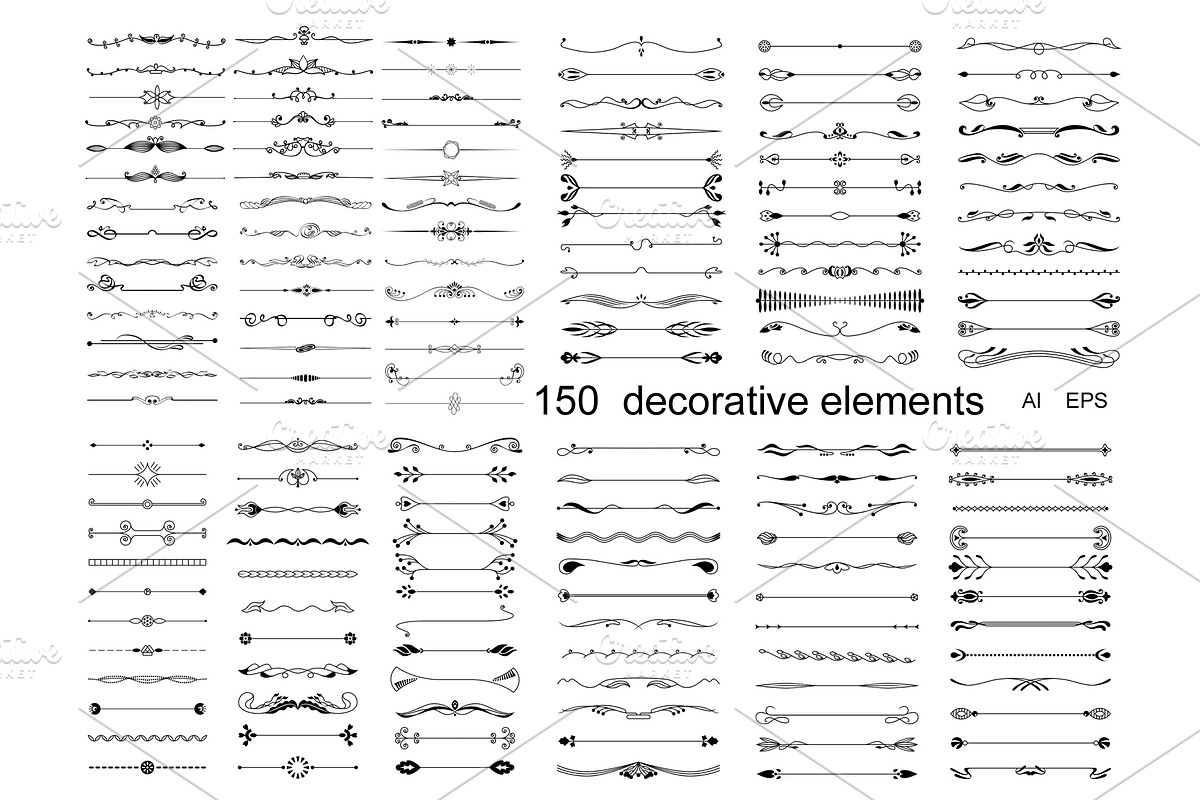 150 decorative elements., a Decorative Illustration by TaPilipa (Photo 1 of 5)