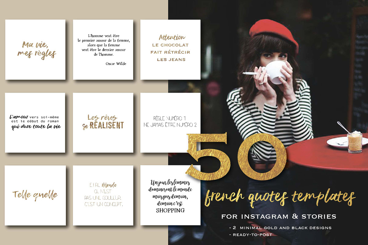 50 french quotes for instagram, a Social Media Template by digital_essence (Photo 1 of 5)