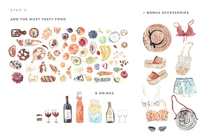 PICNIC CREATOR Watercolor Food Set