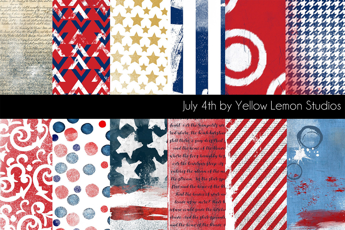 Grungy Summer JULY 4TH Patriotic, a Pattern Graphic by Yellow Lemon Studios (Photo 1 of 2)