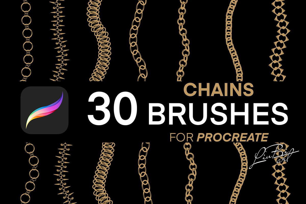 30 Procreate Chains Brushes Set, a Brush Add-On by LiuBi Art (Photo 1 of 4)