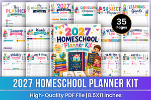 2027 Homeschool Planner Kit | Lesson, a Stationery Template by Mustafiz