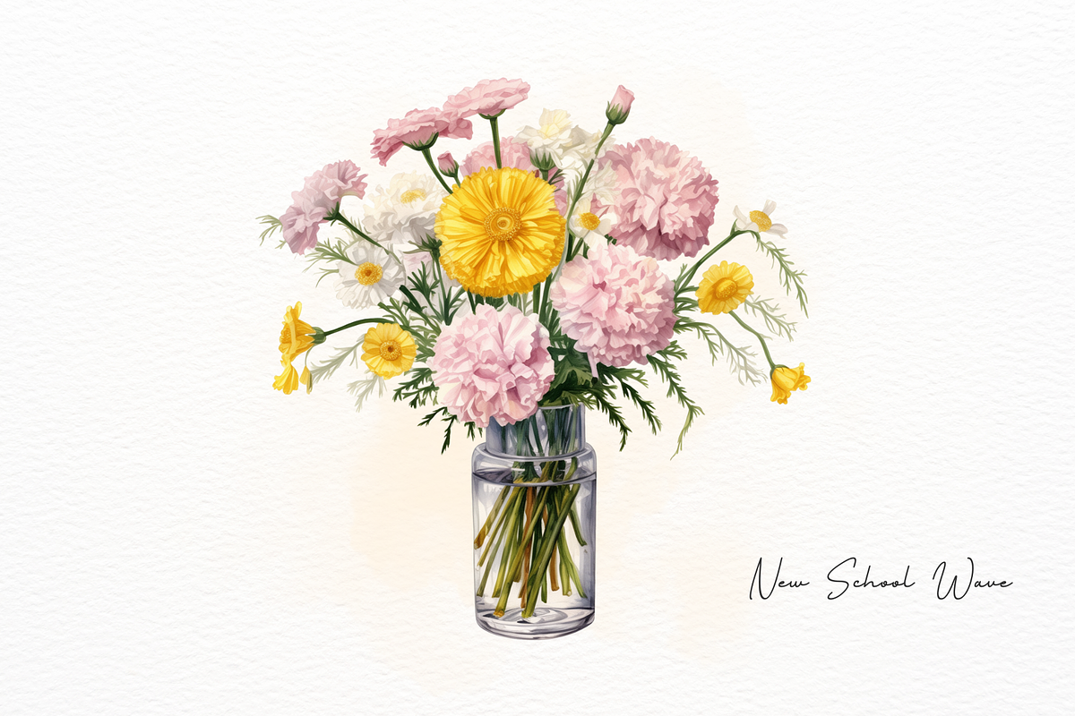Flower Vase Watercolor Clipart, a Decorative Illustration by New-School-Wave (Photo 2 of 5)