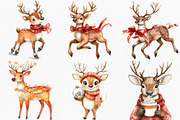 Watercolor Reindeer Christmas, an Illustration by Canvas Craft (Thumbnail 2 of 8)