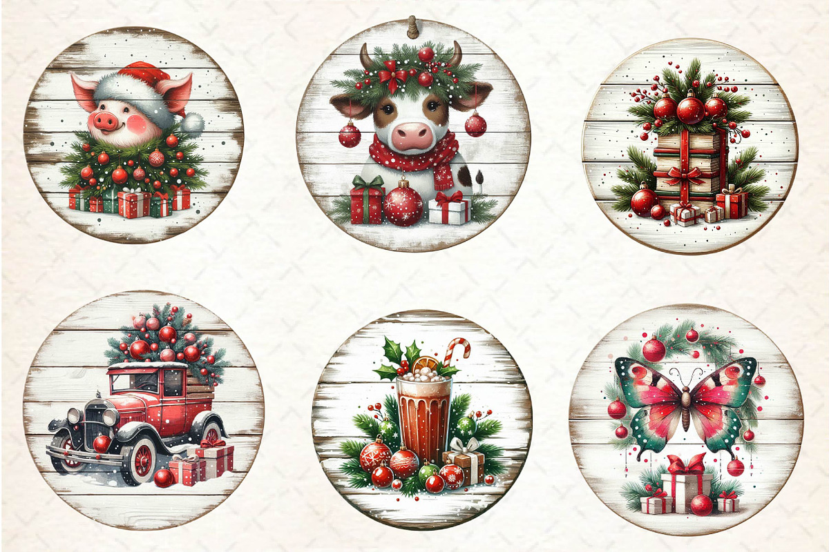 Vintage Christmas Ornaments Clipart, an Illustration by CreationArt (Photo 4 of 5)