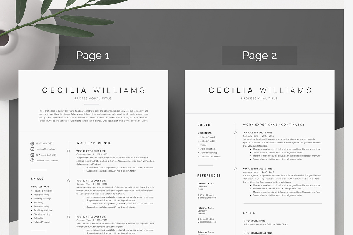 Clean Modern Resume Template, a Resume Template by DemeDesign (Photo 2 of 6)