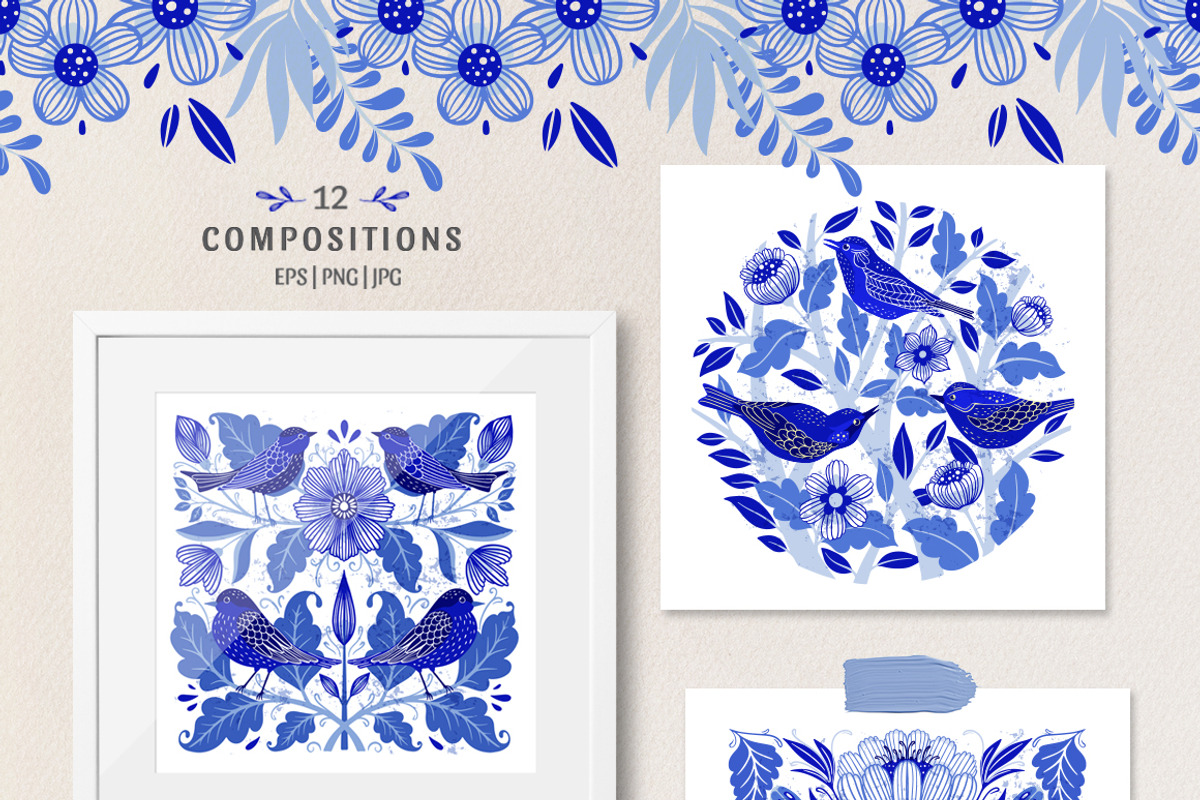 Blue Garden floral collection, an Object Graphic by DariSmartArt (Photo 3 of 11)