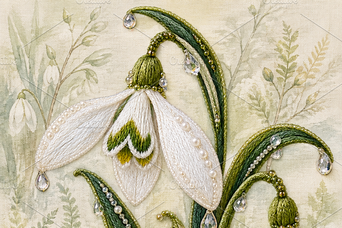 Beaded Snowdrop PNG, an Object Graphic by The Edit (Photo 2 of 3)