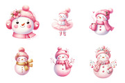 Pink Snowman Clipart, an Illustration by Design Market (Thumbnail 3 of 5)