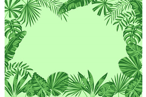 Background With Stylized Palm Leaves