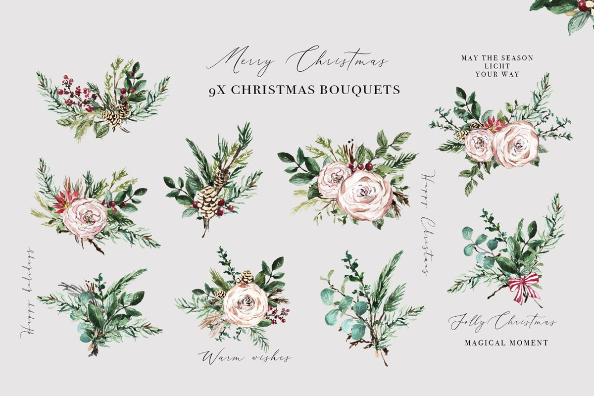 Christmas Watercolor Winter Clipart, a Decorative Illustration by WalaPalette (Photo 3 of 11)